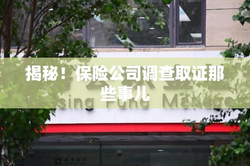 闽清揭秘！保险公司调查取证那些事儿