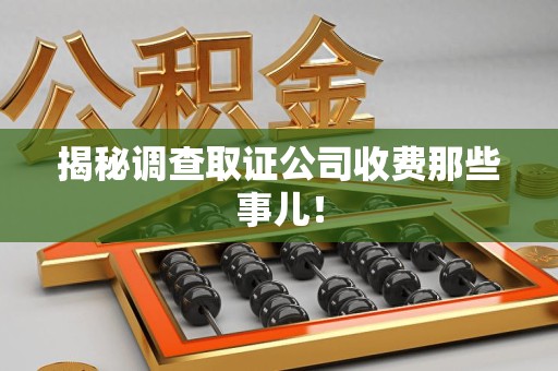 闽清揭秘调查取证公司收费那些事儿！