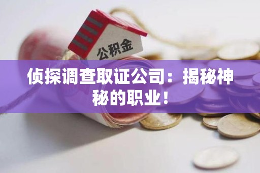 闽清侦探调查取证公司：揭秘神秘的职业！