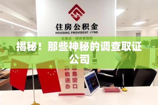闽清揭秘！那些神秘的调查取证公司