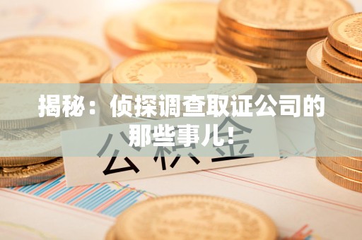 闽清揭秘：侦探调查取证公司的那些事儿！