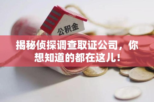 闽清揭秘侦探调查取证公司，你想知道的都在这儿！