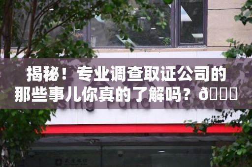 闽清揭秘！专业调查取证公司的那些事儿你真的了解吗？😎